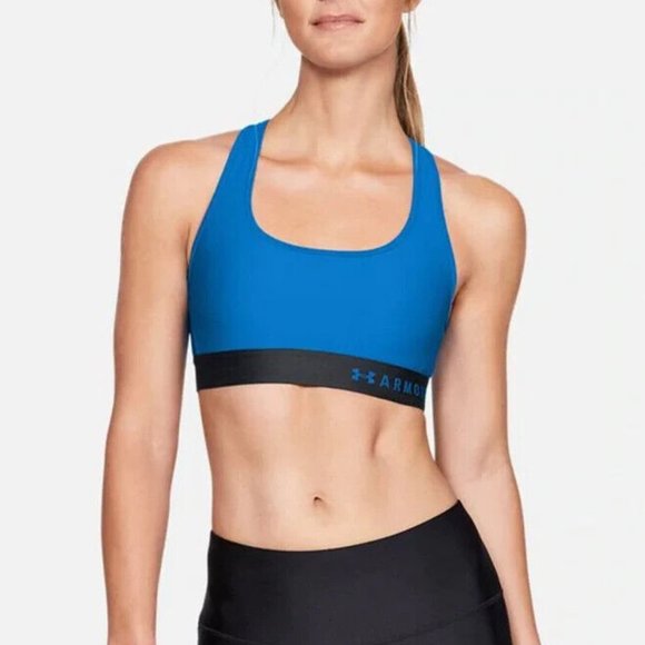 NWT $45 UNDER ARMOUR Women XS Mid Crossback Compression Logo Sports Bra A-C Cup - Picture 4 of 11